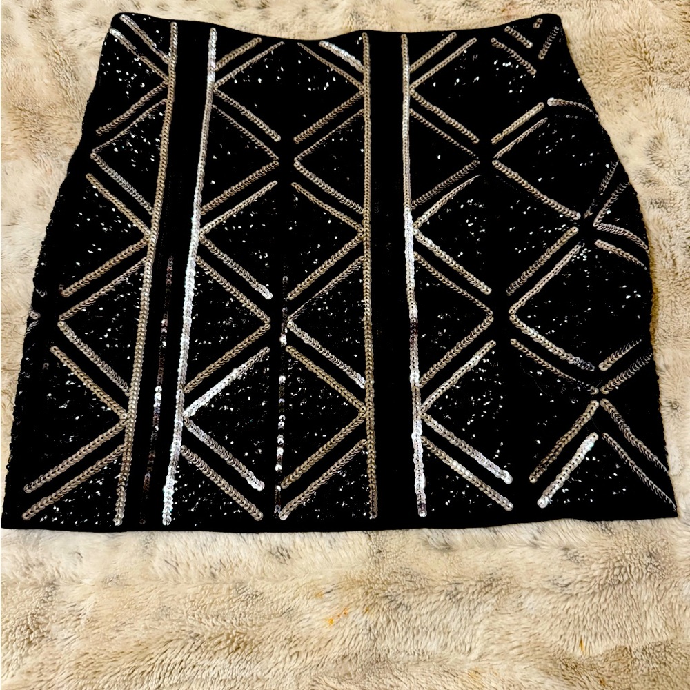 Express Black Sequin Skirt